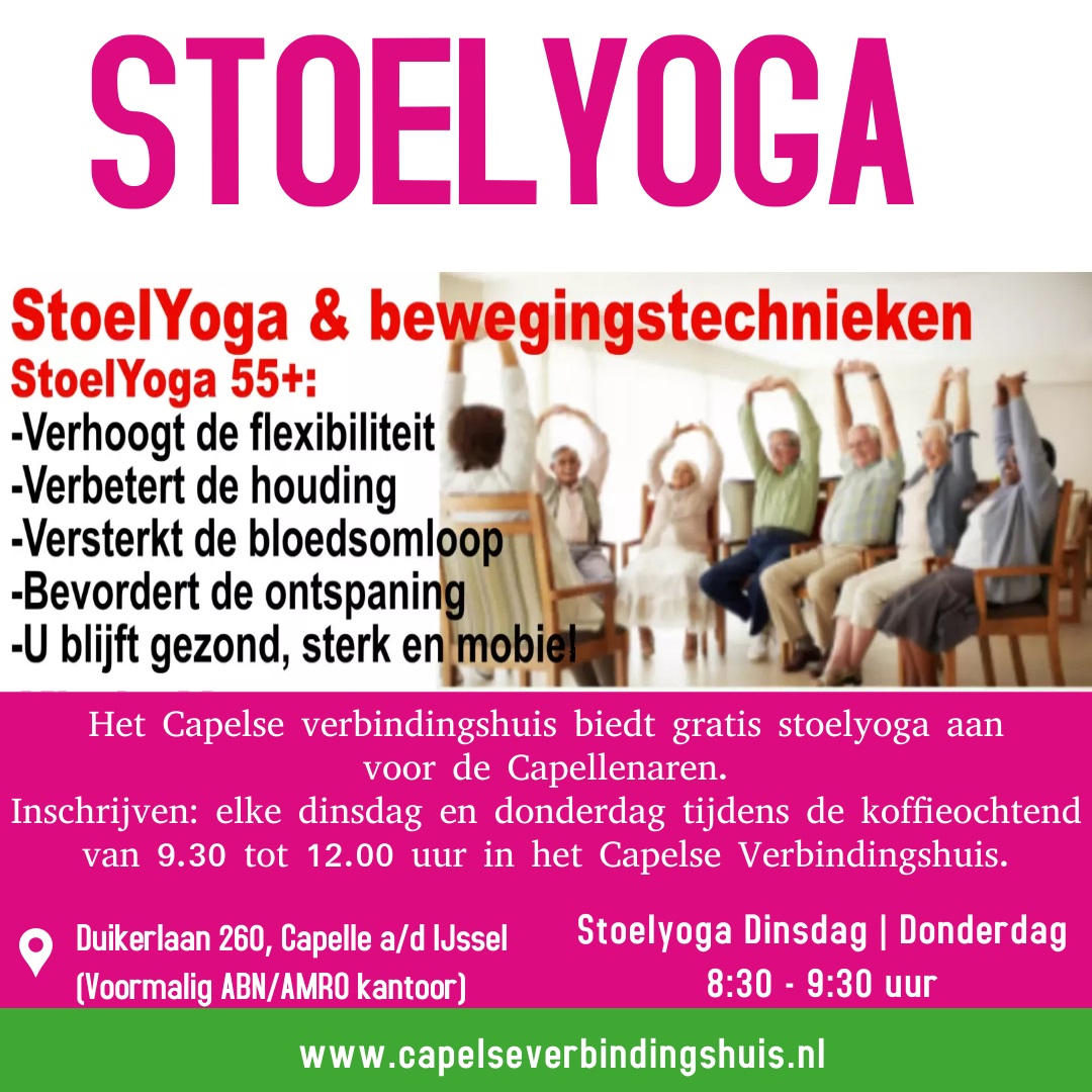 Het Capelse Verbindingshuis biedt gratis stoelyoga aan voor alle Capellenaren.